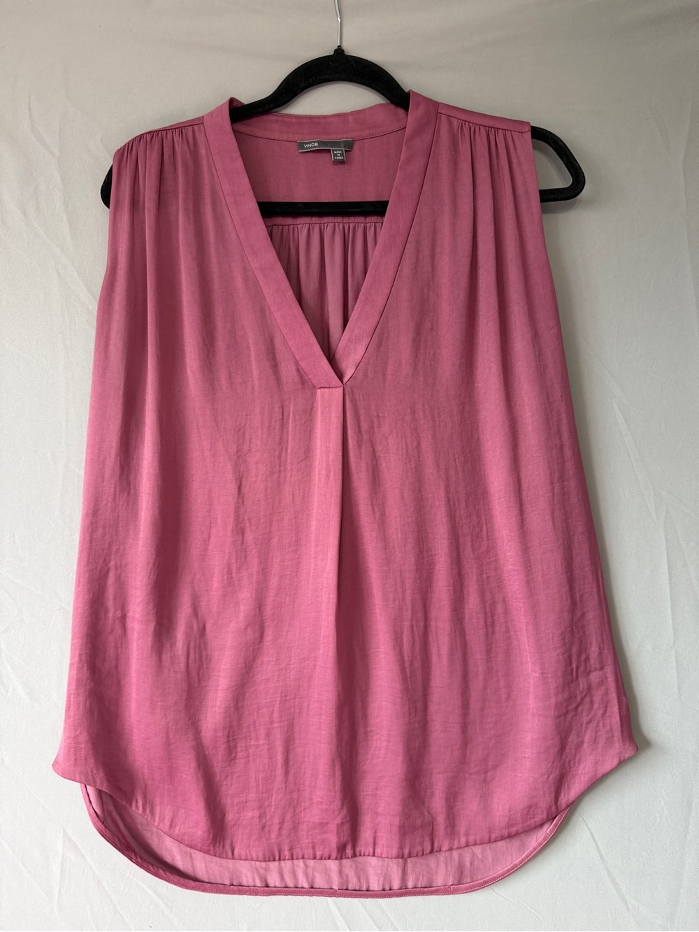 Vince Pink Sleeveless V-Neck Blouse
